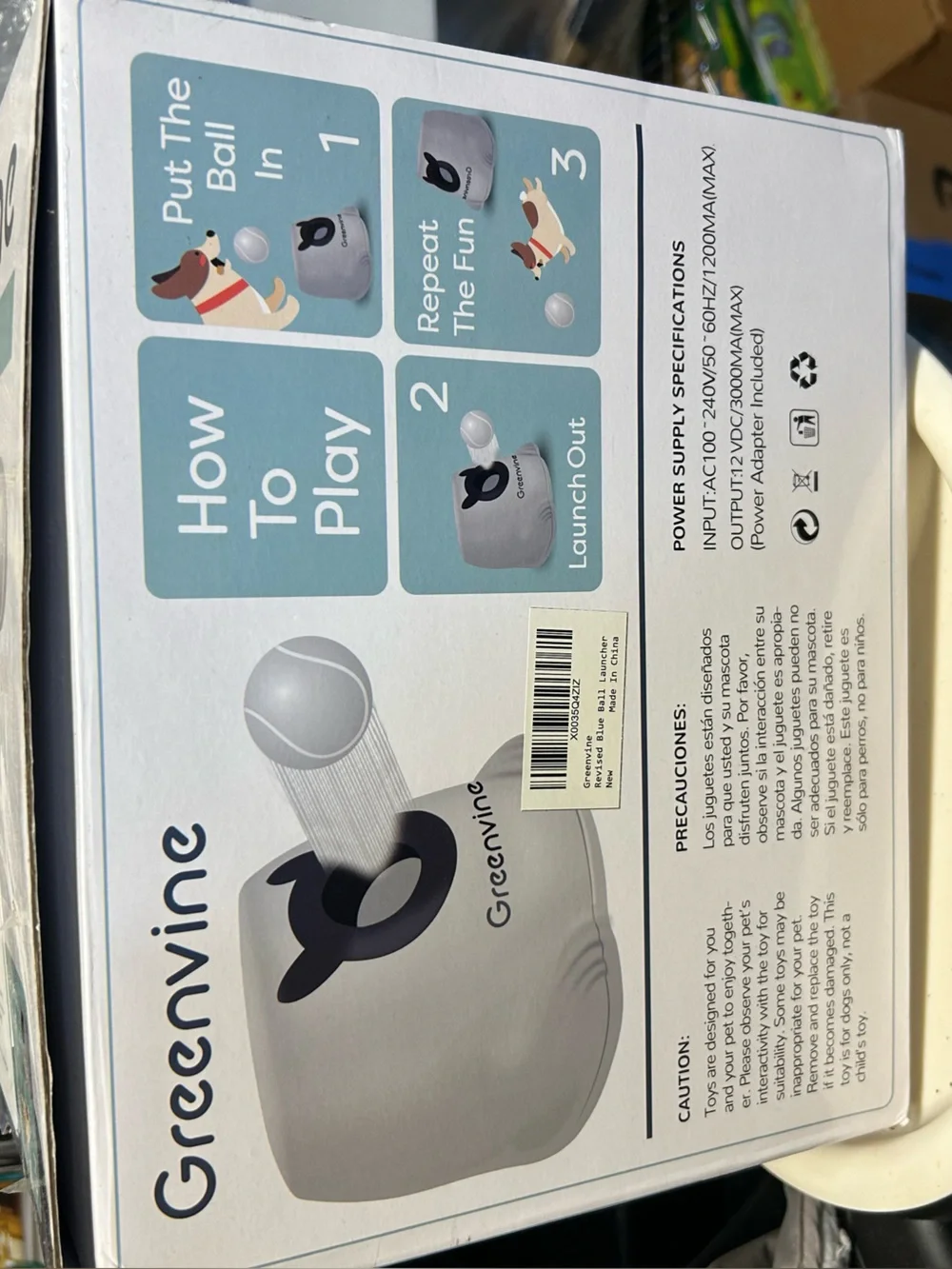 Greenvine Automatic Dog Ball Launcher - Teal EUC 4 New Balls Pet Fun